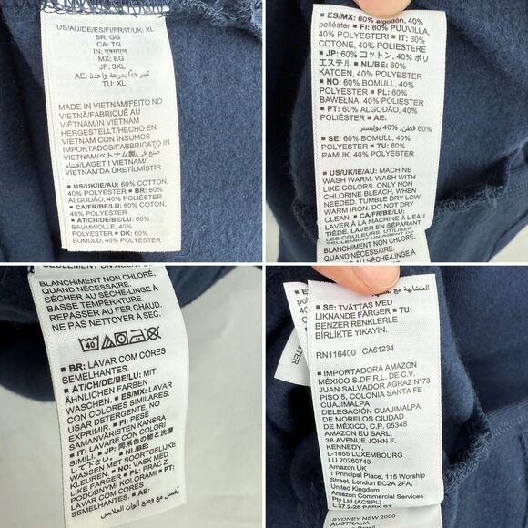 Nee WOMEN'S CREWNECK LONG-SLEEVE FLEECE ABOBE-THE-KNEE SWEATSHIRT DRESS NAVY XL - Picture 12 of 16